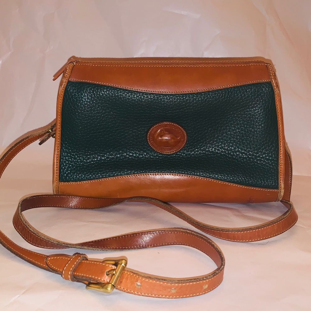Dooney & Bourke Vintage Green Brown Cross Body Bag